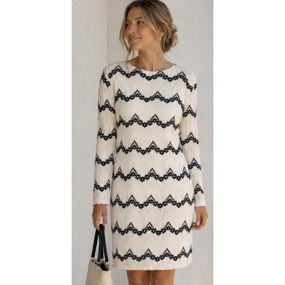 Vintage Y2K Guess Womens Lace Chevron Dress Size 14 Sheer Cocktail Party Event
